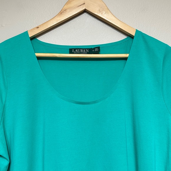 Lauren Ralph Lauren Short Sleeve Scoop Neck Tee Women XL Soft Lightweight Fitted - Picture 2 of 9